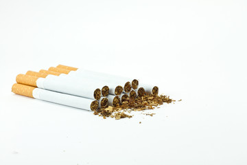 spilled tobacco and cigarettes