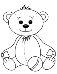 Teddy bear with ball, contours