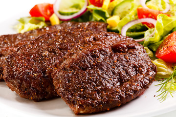 Grilled meat and vegetables