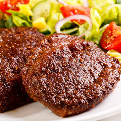 Grilled meat and vegetables