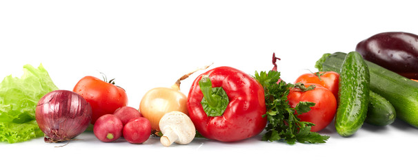 fresh vegetables on the white background