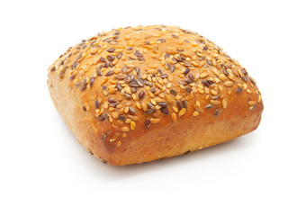 One bun with sesame isolated on a white background