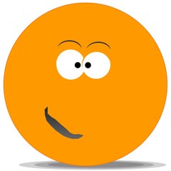 Smiley orange, sourire	en coin