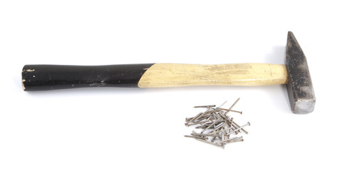 Used hammer with nails