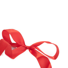 Red ribbon on white background