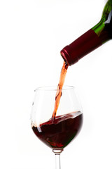 Red wine filling a glass, drink