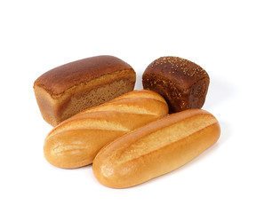 Variety of bread isolated on white