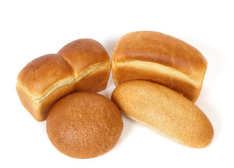 Variety of bread on white