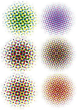 cmyk halftone dots, vector pattern