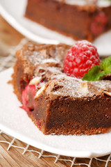 Fototapeta na wymiar chocolate cake with raspberry