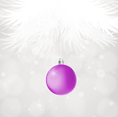 Violet Christmas ball on abstract background