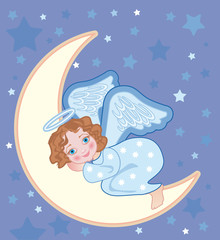 angel sleeping on the moon