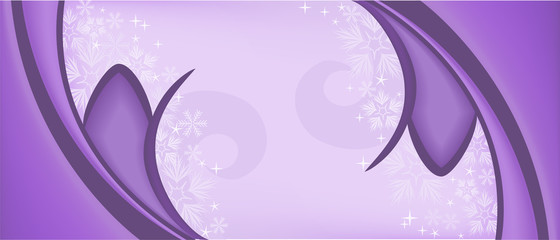 Christmas symmetric purple background with snowflakes and curls