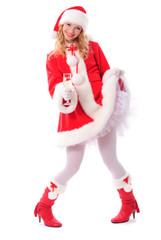 Obraz premium Christmas tree and santa girl