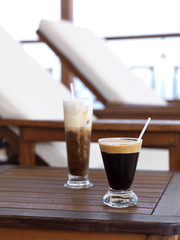 sunbeds and coffee