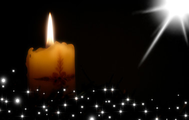 vela y estrellas navidad