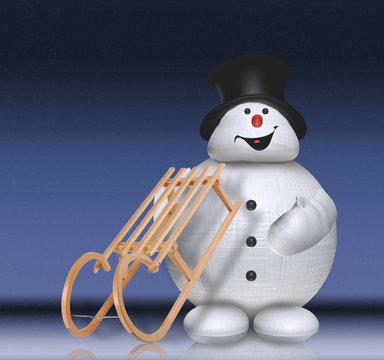 Schneemann l&auml;dt zum Wintersport ein