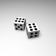 White backgammon dice 3d work