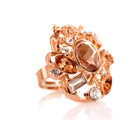 Golden ring isolated on white