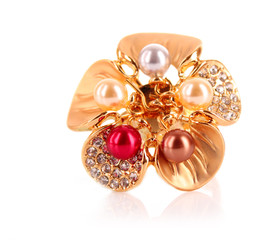 Golden jewelry adornment isolated on white