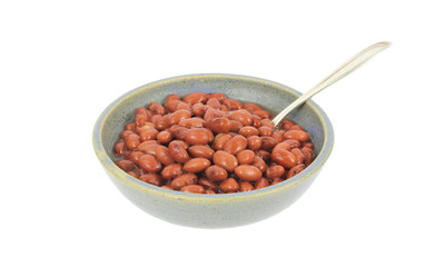 Bowl of pink beans with spoon