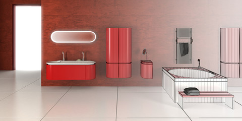 Bathroom Loft in Red (3d)
