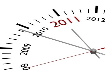 The new year 2011 in a clock