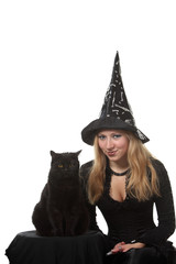 A witch with a black cat