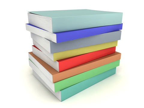 Multi-colored books stack without title and image