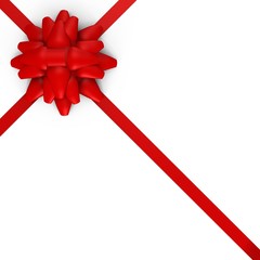A red bow with ribbons - a 3d image