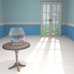 Poisson rouge dans un bocal
