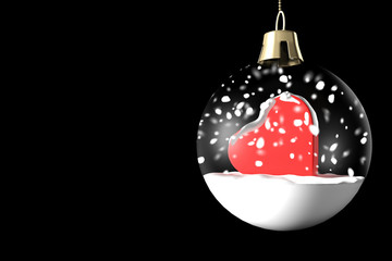 Glass ball Christmas with red heart