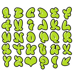 funny green glossy bubble font graffiti alphabet © johnjohnson