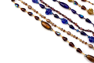 colourful beads background on white