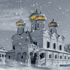 Fototapeta premium Christianity church in Russia, Christmas