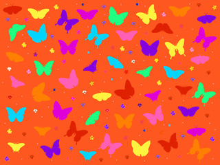 orange background with butterfly - vector