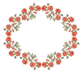 Victorian frame with   red roses