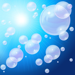 Blue bubbles background, vector image