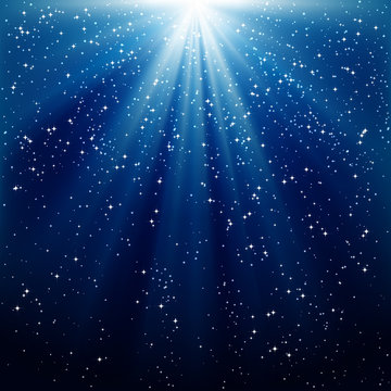 background of blue luminous rays