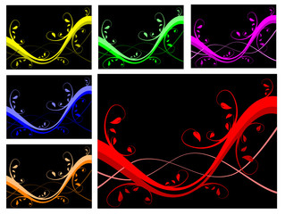 A set of six floral vector background illustrations
