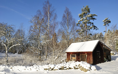 Old Swedish workhouse in december month