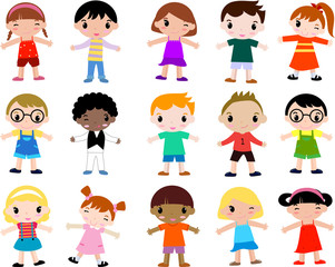 group of colorfully dressed, ethnically diverse children