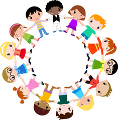 children holding hands in a circle