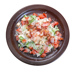 salad with bacon and vegetable.