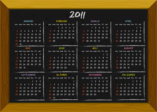 2011 Calendar Chalkboard Style