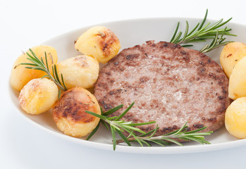 Hamburger con patate arrosto