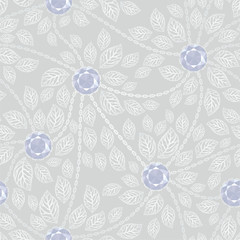 Jewel background with silver chains and leaves