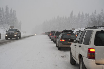 Winter traffic jam