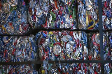 Crushed Aluminum Cans for Recycling