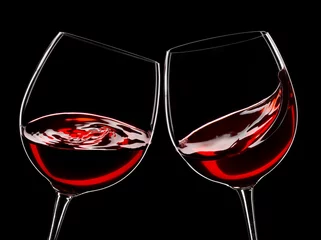 Crédence de cuisine en verre imprimé Vin deux verres de vin rouge